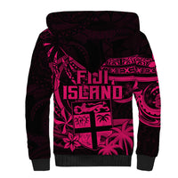 Fiji Islands Sherpa Hoodie Coat of Arms Fijian Flower Polynesian Pattern - Pink LT9 - Polynesian Pride