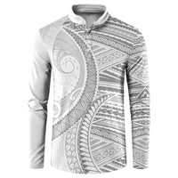 American Samoa White Sunday Button Sweatshirt Polynesian Lotu Tamaiti - Polynesian Pride