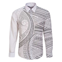 American Samoa White Sunday Family Matching Off The Shoulder Long Sleeve Dress and Hawaiian Shirt Polynesian Lotu Tamaiti - Polynesian Pride