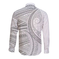 American Samoa White Sunday Long Sleeve Button Shirt Polynesian Lotu Tamaiti - Polynesian Pride