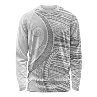 American Samoa White Sunday Long Sleeve Shirt Polynesian Lotu Tamaiti - Polynesian Pride