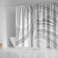 American Samoa White Sunday Shower Curtain Polynesian Lotu Tamaiti - Polynesian Pride