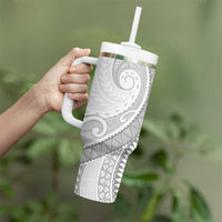 American Samoa White Sunday Tumbler With Handle Polynesian Lotu Tamaiti - Polynesian Pride