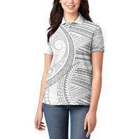 American Samoa White Sunday Women Polo Shirt Polynesian Lotu Tamaiti - Polynesian Pride