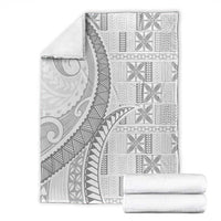 Niue White Sunday Blanket Niuean Lotu Tamaiti Hiapo Pattern - Polynesian Pride