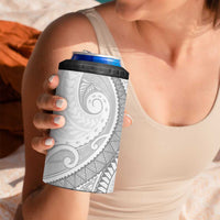 Niue White Sunday 4 in 1 Can Cooler Tumbler Niuean Lotu Tamaiti Hiapo Pattern - Polynesian Pride
