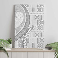 Niue White Sunday Canvas Wall Art Niuean Lotu Tamaiti Hiapo Pattern - Polynesian Pride