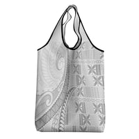 Niue White Sunday Grocery Bag Niuean Lotu Tamaiti Hiapo Pattern - Polynesian Pride