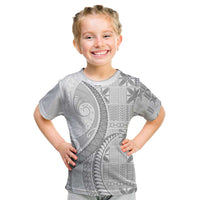 Niue White Sunday Kid T Shirt Niuean Lotu Tamaiti Hiapo Pattern - Polynesian Pride