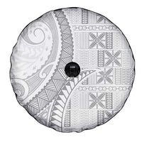 Niue White Sunday Spare Tire Cover Niuean Lotu Tamaiti Hiapo Pattern - Polynesian Pride