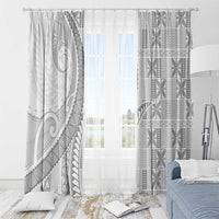 Niue White Sunday Window Curtain Niuean Lotu Tamaiti Hiapo Pattern - Polynesian Pride