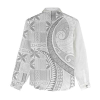 Niue White Sunday Women Casual Shirt Niuean Lotu Tamaiti Hiapo Pattern - Polynesian Pride