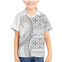 Polynesian White Sunday Family Matching Mermaid Dress and Hawaiian Shirt Lotu Tamaiti Melanesian Pattern LT9 Son's Shirt White - Polynesian Pride