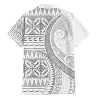 Polynesian White Sunday Family Matching Off Shoulder Short Dress and Hawaiian Shirt Lotu Tamaiti Melanesian Pattern - Polynesian Pride