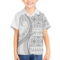 Polynesian White Sunday Family Matching Puletasi and Hawaiian Shirt Lotu Tamaiti Melanesian Pattern - Polynesian Pride