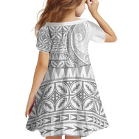 Polynesian White Sunday Family Matching Short Sleeve Bodycon Dress and Hawaiian Shirt Lotu Tamaiti Melanesian Pattern LT9 - Polynesian Pride