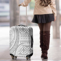 Polynesian White Sunday Luggage Cover Lotu Tamaiti Melanesian Pattern - Polynesian Pride