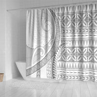 Polynesian White Sunday Shower Curtain Lotu Tamaiti Melanesian Pattern - Polynesian Pride