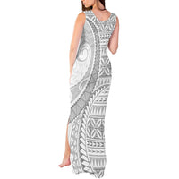Polynesian White Sunday Tank Maxi Dress Lotu Tamaiti Melanesian Pattern - Polynesian Pride