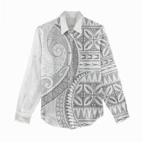 Polynesian White Sunday Women Casual Shirt Lotu Tamaiti Melanesian Pattern LT9 - Polynesian Pride