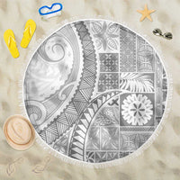 Samoa Siapo White Sunday Beach Blanket Lotu Tamaiti Polynesian White Pattern - Polynesian Pride