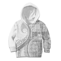 Samoa Siapo White Sunday Kid Hoodie Lotu Tamaiti Polynesian White Pattern - Polynesian Pride