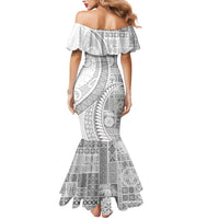 Samoa Siapo White Sunday Mermaid Dress Lotu Tamaiti Polynesian White Pattern - Polynesian Pride
