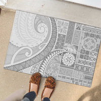 Samoa Siapo White Sunday Rubber Doormat Lotu Tamaiti Polynesian White Pattern - Polynesian Pride