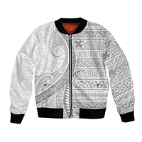 Tokelau White Sunday Bomber Jacket Lotu Tamaiti Ngatu Tokelau Feletoa Manulua - Polynesian Pride