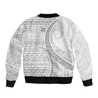 Tokelau White Sunday Bomber Jacket Lotu Tamaiti Ngatu Tokelau Feletoa Manulua - Polynesian Pride