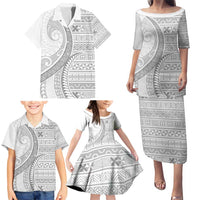 Tokelau White Sunday Family Matching Puletasi and Hawaiian Shirt Lotu Tamaiti Ngatu Tokelau Feletoa Manulua - Polynesian Pride