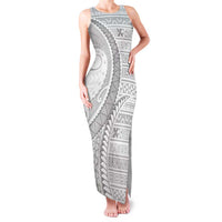 Tokelau White Sunday Family Matching Tank Maxi Dress and Hawaiian Shirt Lotu Tamaiti Ngatu Tokelau Feletoa Manulua - Polynesian Pride