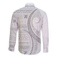 Tokelau White Sunday Long Sleeve Button Shirt Lotu Tamaiti Ngatu Tokelau Feletoa Manulua - Polynesian Pride
