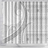 Tokelau White Sunday Shower Curtain Lotu Tamaiti Ngatu Tokelau Feletoa Manulua - Polynesian Pride