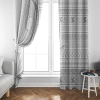Tokelau White Sunday Window Curtain Lotu Tamaiti Ngatu Tokelau Feletoa Manulua - Polynesian Pride