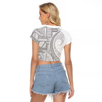 Tonga White Sunday Raglan Cropped T Shirt Lotu Tamaiti Ngatu Tribal - Polynesian Pride
