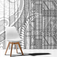 Tonga White Sunday Window Curtain Lotu Tamaiti Ngatu Tribal - Polynesian Pride