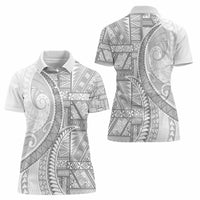 Tonga White Sunday Women Polo Shirt Lotu Tamaiti Ngatu Tribal - Polynesian Pride