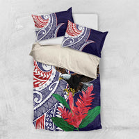 American Samoa Bald Eagle Personalized Bedding Set Polynesian Teuila Flowers - Polynesian Pride