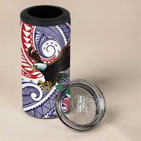 American Samoa Bald Eagle Personalized 4 in 1 Can Cooler Tumbler Polynesian Teuila Flowers - Polynesian Pride