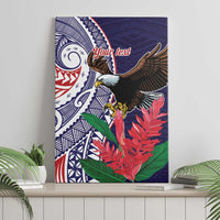 American Samoa Bald Eagle Personalized Canvas Wall Art Polynesian Teuila Flowers - Polynesian Pride