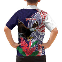 American Samoa Bald Eagle Personalized Family Matching Puletasi and Hawaiian Shirt Polynesian Teuila Flowers - Polynesian Pride