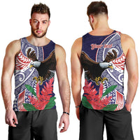 American Samoa Bald Eagle Personalized Men Tank Top Polynesian Teuila Flowers - Polynesian Pride