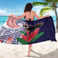 American Samoa Bald Eagle Personalized Sarong Polynesian Teuila Flowers - Polynesian Pride