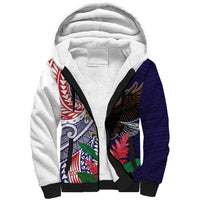 American Samoa Bald Eagle Personalized Sherpa Hoodie Polynesian Teuila Flowers - Polynesian Pride