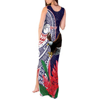 American Samoa Bald Eagle Personalized Tank Maxi Dress Polynesian Teuila Flowers - Polynesian Pride