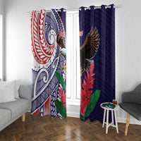 American Samoa Bald Eagle Personalized Window Curtain Polynesian Teuila Flowers - Polynesian Pride