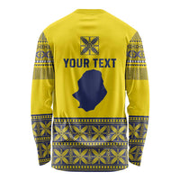Niue Crab Personalised Long Sleeve Shirt Niuean Hiapo Pattern - Polynesian Pride