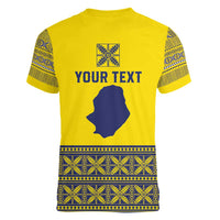 Niue Crab Personalised Women V-Neck T-Shirt Niuean Hiapo Pattern - Polynesian Pride