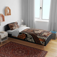 Vintage Samoa Siapo Mamanu Bedding Set Brown Samoan Tapa Motif - Polynesian Pride